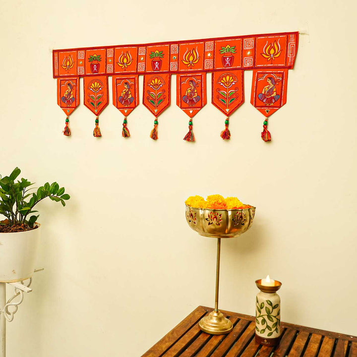 36 In | Handmade Decorative Bengal Pattachitra Orange Toran