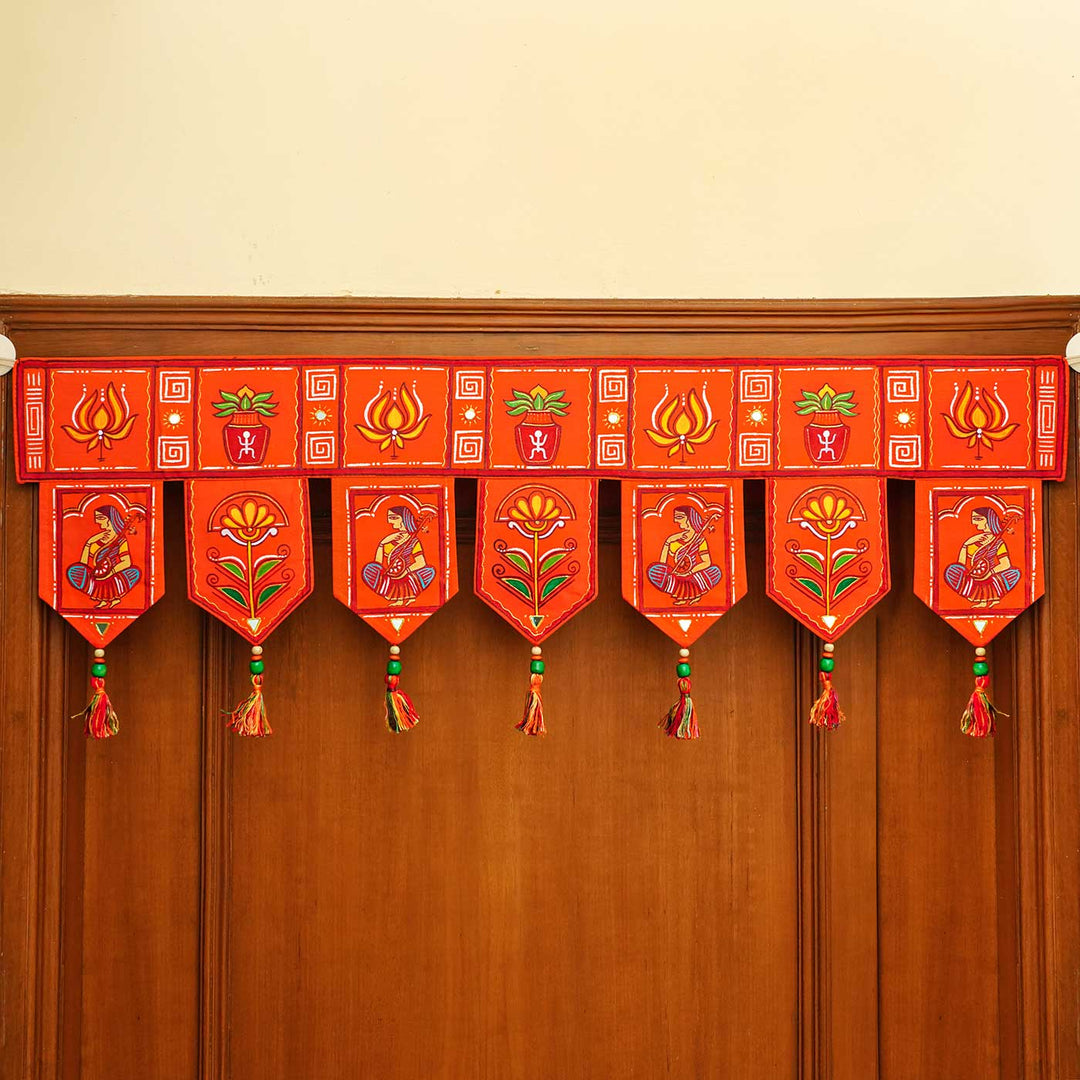36 In | Handmade Decorative Bengal Pattachitra Orange Toran