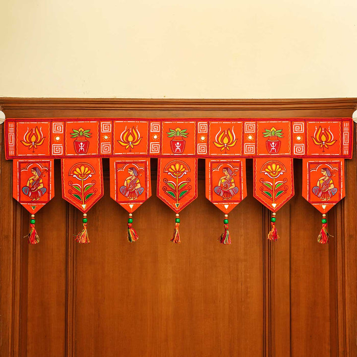 36 In | Handmade Decorative Bengal Pattachitra Orange Toran
