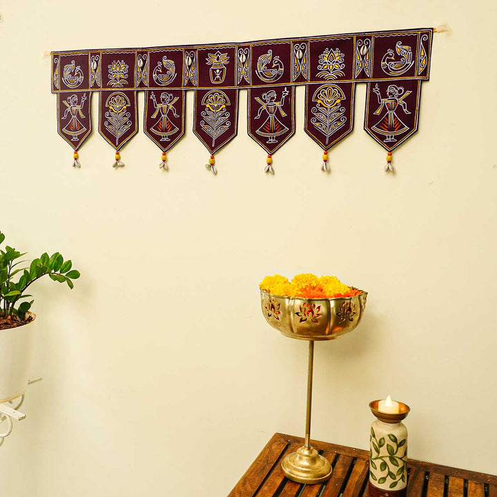 36 In | Handmade Decorative Floral Maroon Toran