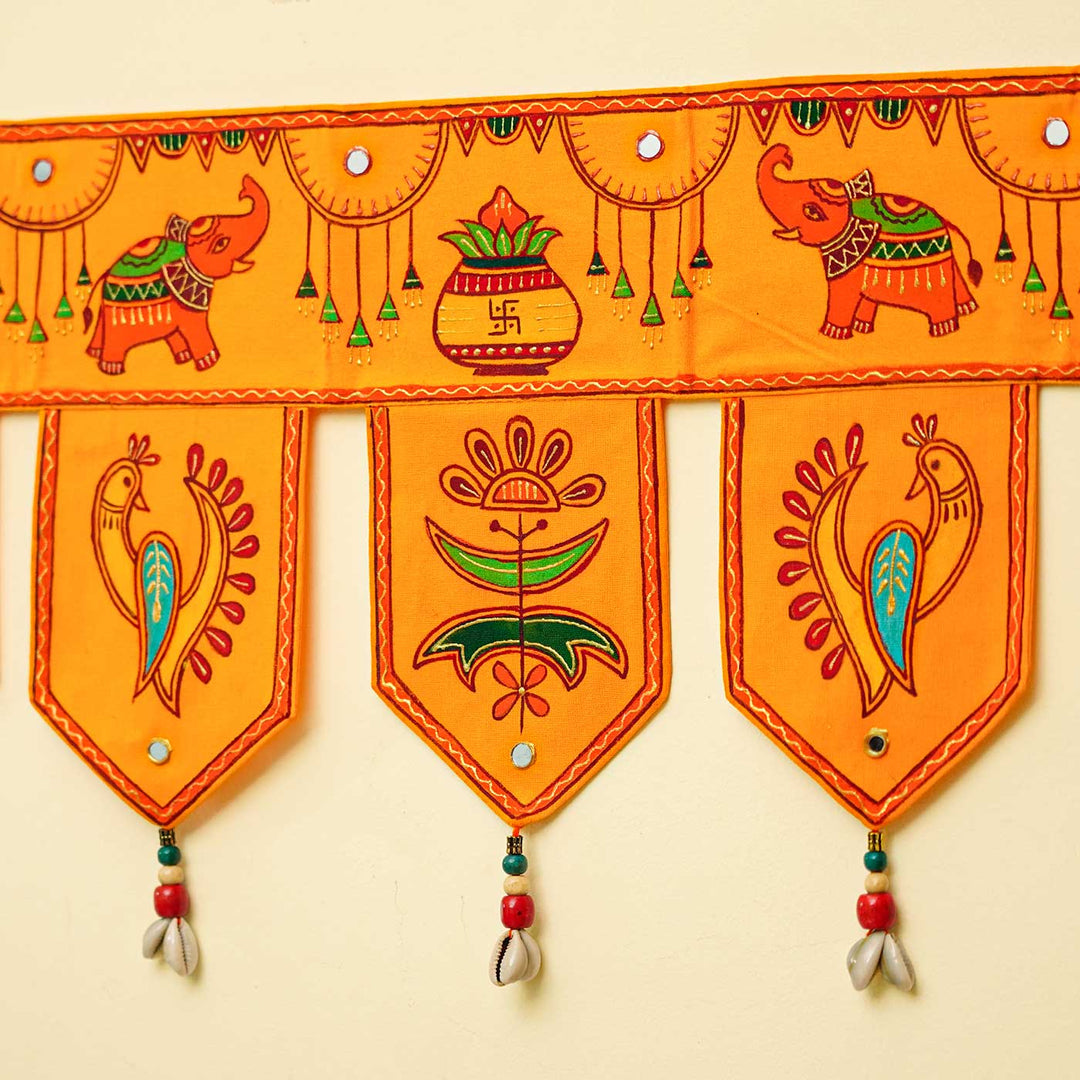36 In | Handmade Yellow Madhubani Art Toran