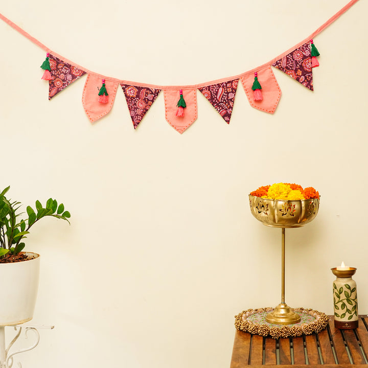 90 In | Handmade Decorative Sadabahar Floral Fabric Toran