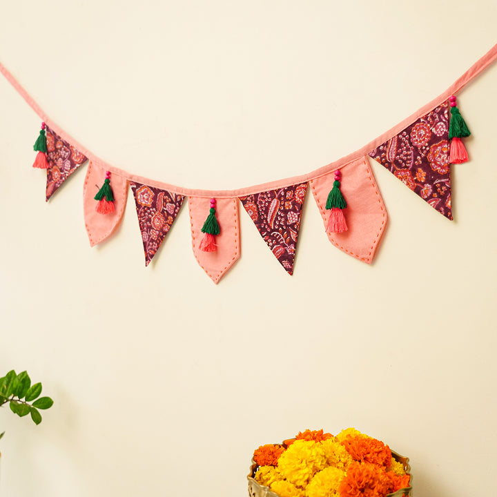 90 In | Handmade Decorative Sadabahar Floral Fabric Toran