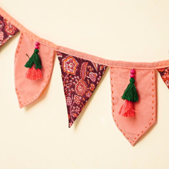 90 In | Handmade Decorative Sadabahar Floral Fabric Toran