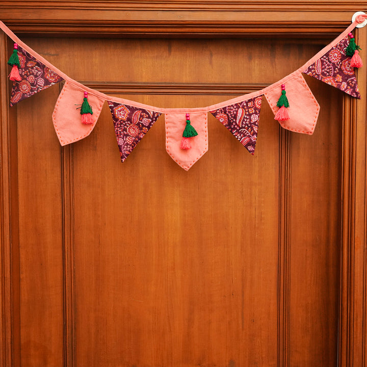 90 In | Handmade Decorative Sadabahar Floral Fabric Toran
