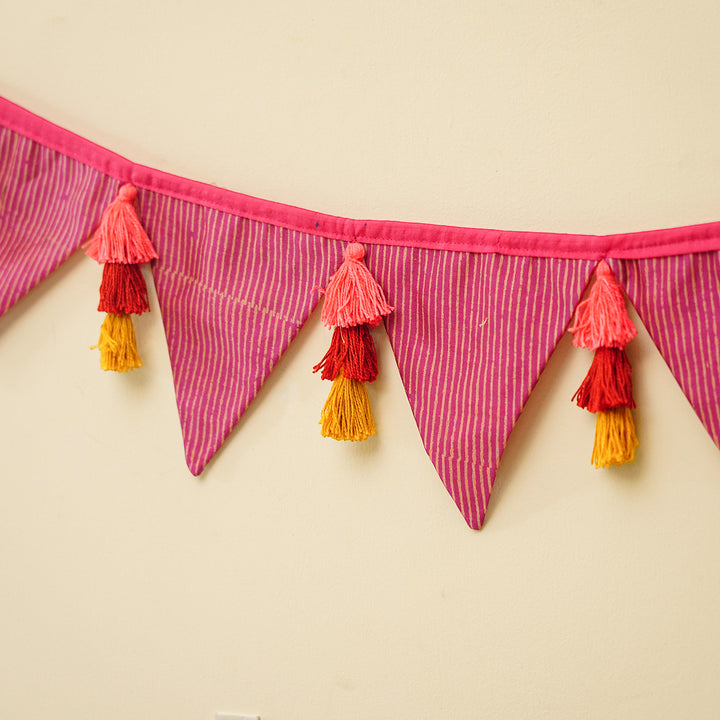 90 In | Handmade Decorative Sadabahar Striped Fabric Toran