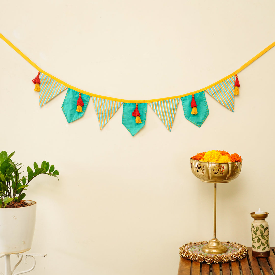 90 In | Handmade Decorative Vaibhavi Striped Fabric Toran