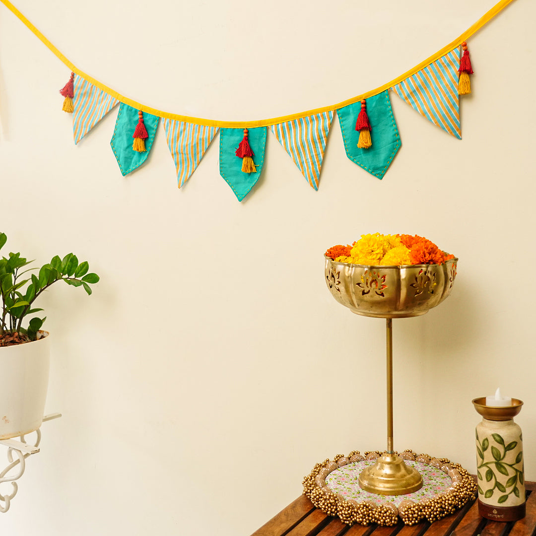 90 In | Handmade Decorative Vaibhavi Striped Fabric Toran