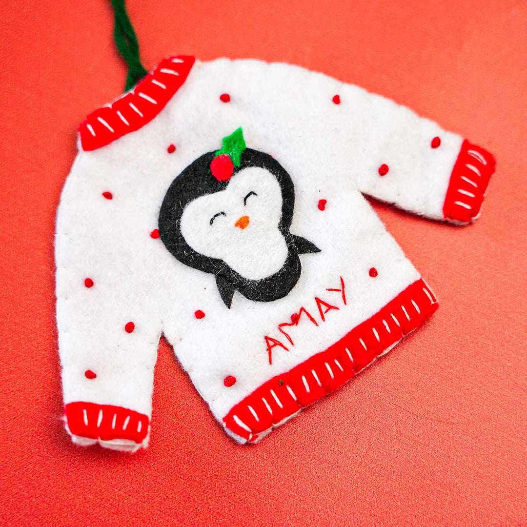 Handmade Personalized Felt Sweater Christmas Ornament