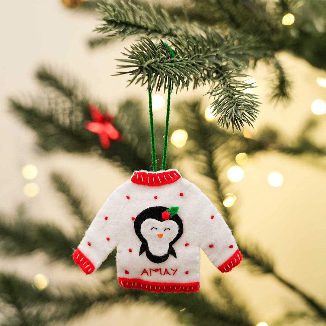 Handmade Personalized Felt Sweater Christmas Ornament