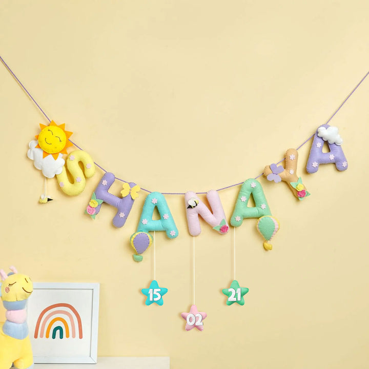 Handmade Personalized Felt Kids Bunting Hot Air Balloon - Hanging Name Garland Display