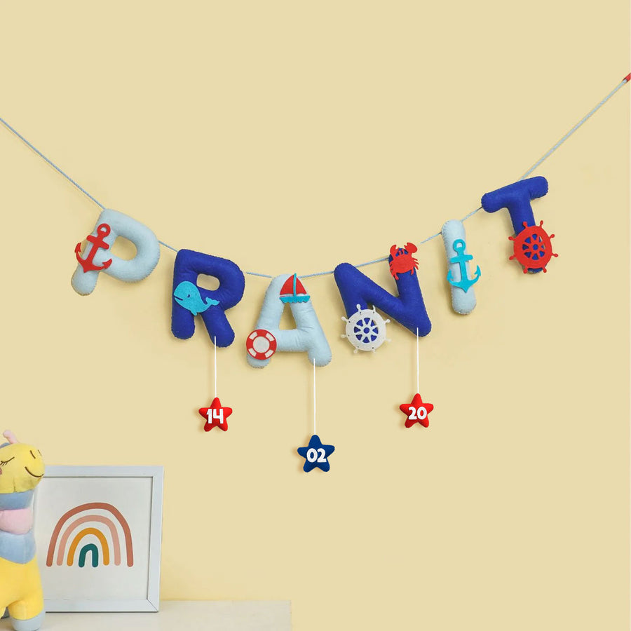 Handmade Personalized Felt Kids Bunting Sea Anchor - Hanging Name Decoration Display