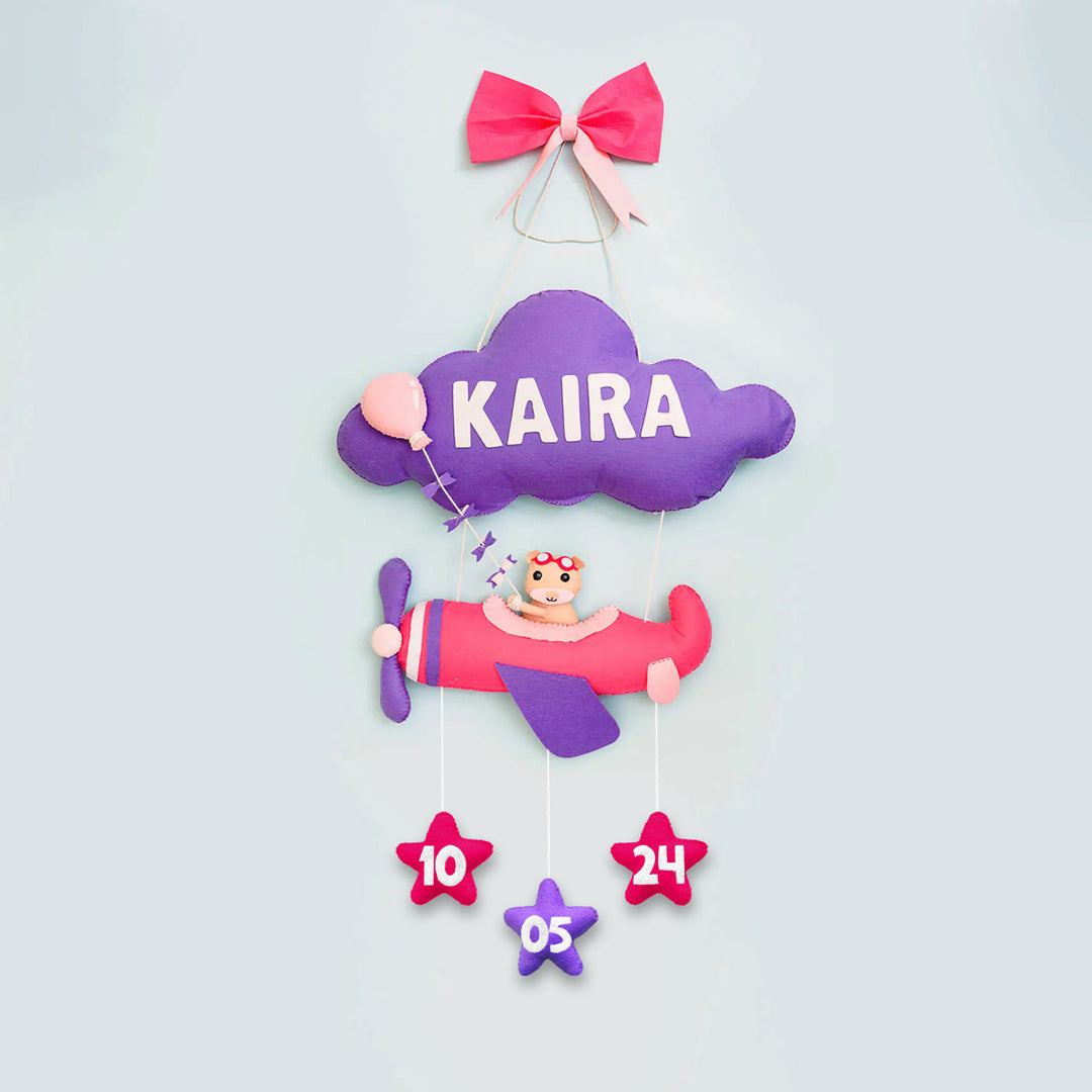 Handmade Personalized Felt Name Hanging Aviator - Hanging Wall Decoration with Name Personalization