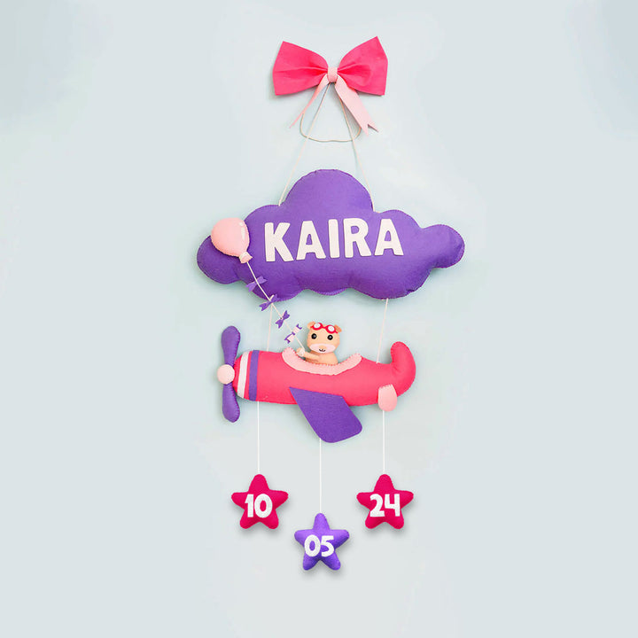 Handmade Personalized Felt Name Hanging Aviator - Hanging Wall Decoration with Name Personalization