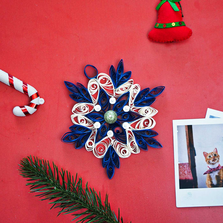 Handmade Snowflakes Paper Quilling Ornament For Christmas Tree Decoration