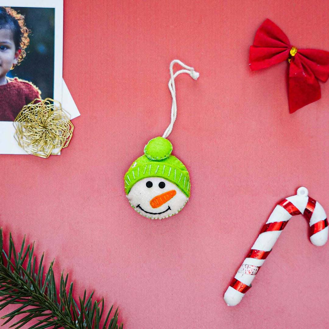 Handmade Snowman Kids Felt Ornament For Christmas Tree Decoration | Set Of 2