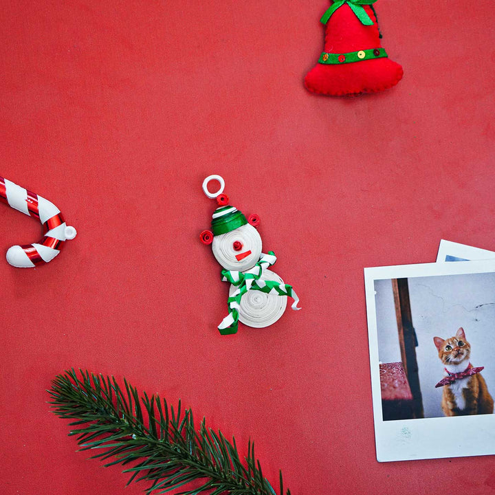 Handmade Snowman Paper Quilling Ornament For Christmas Tree Decoration