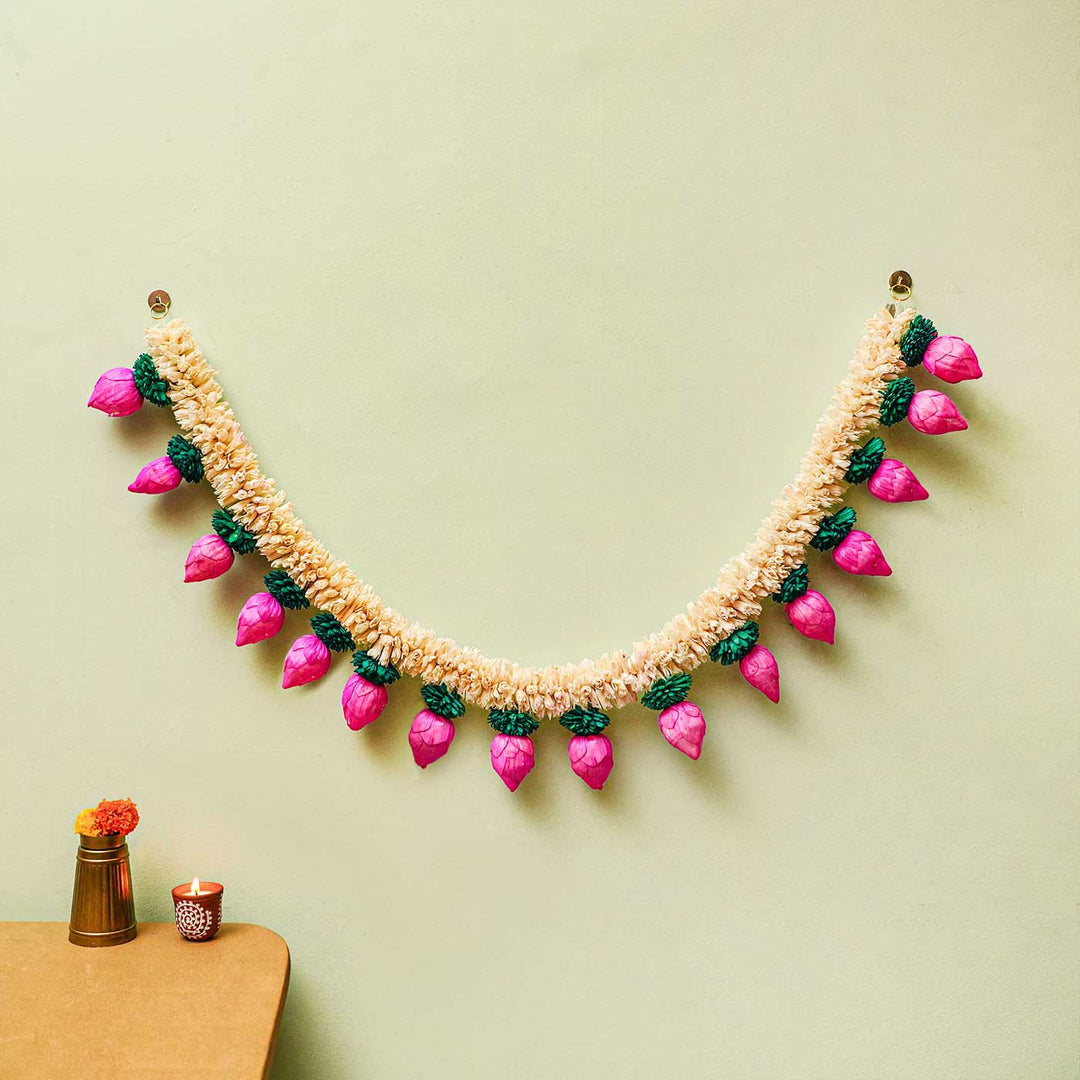 Sola Wood Lotus Blooms Festive Toran