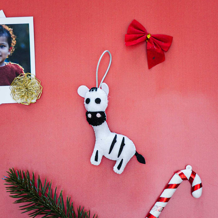 Handmade Zebra Kids Felt Ornament For Christmas Tree Decoration | Set Of 2