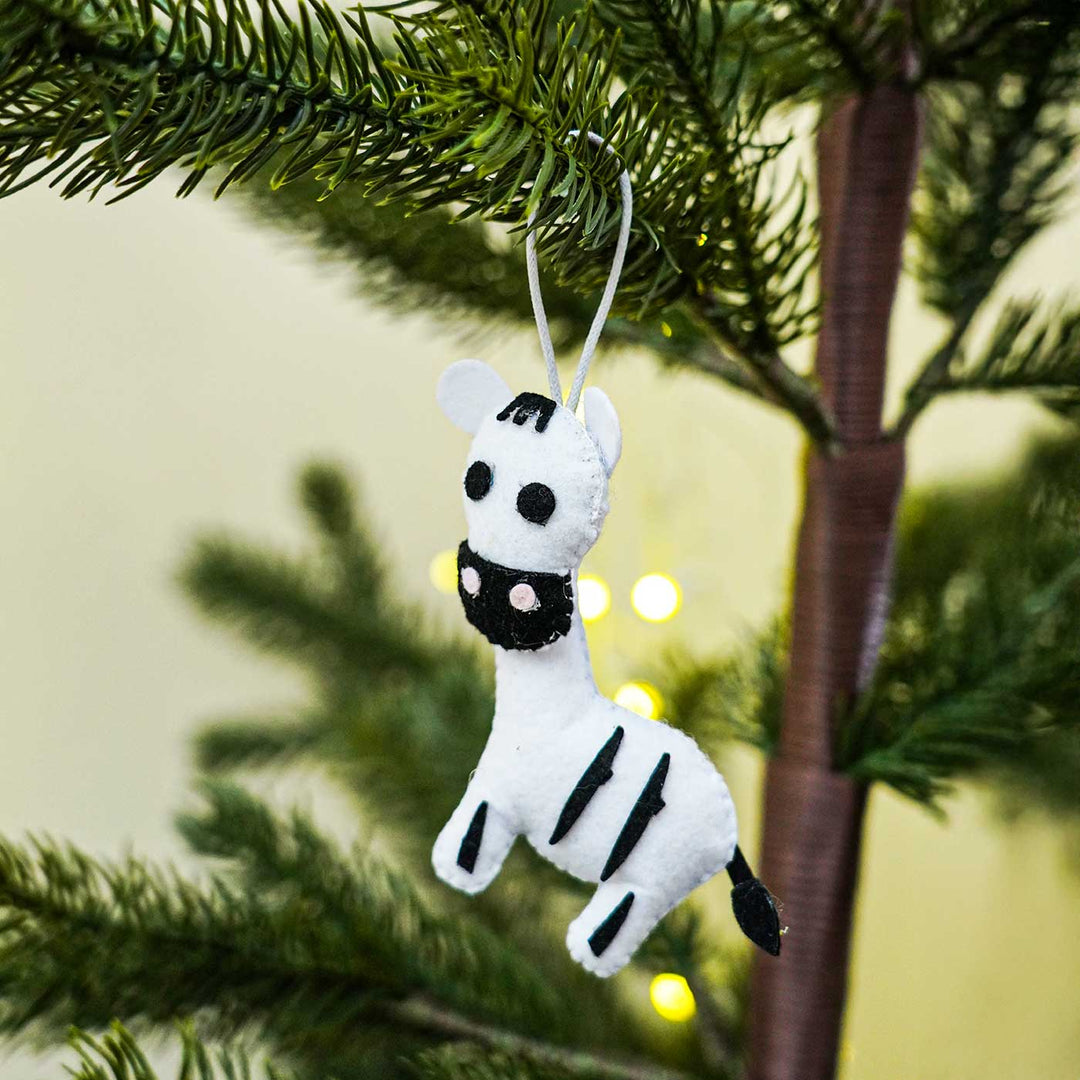 Handmade Zebra Kids Felt Ornament For Christmas Tree Decoration | Set Of 2
