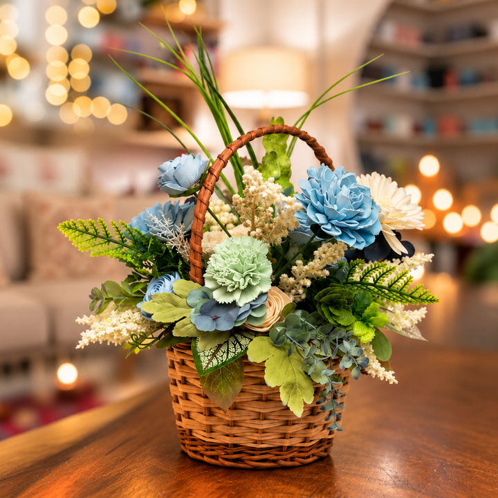 Handmade Aqua Bloom Shola Flower Centerpiece