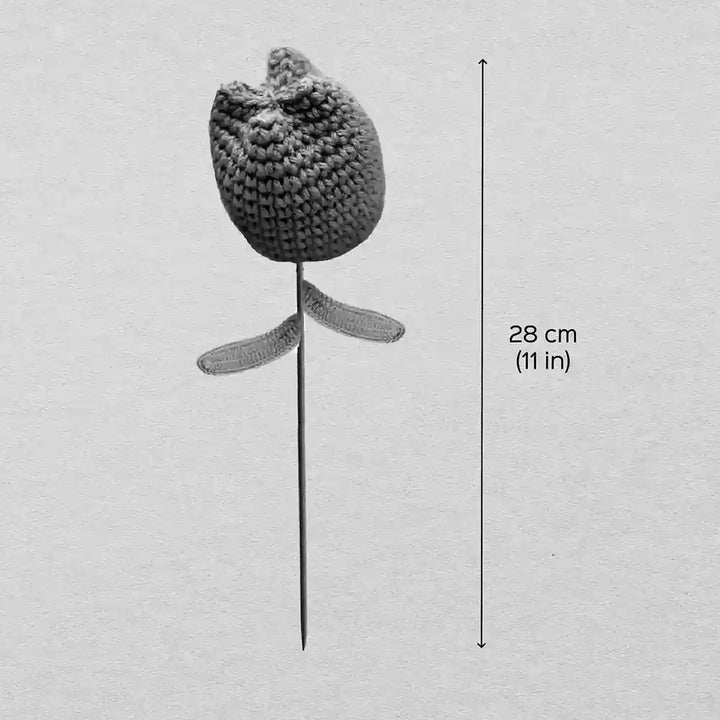 Handmade Crochet Tulips Cotton Flower Stick | Pack Of 1