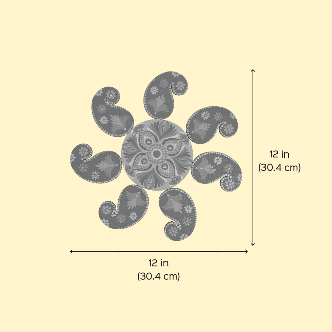 Hand-Painted Dot Mandala Floral MDF Wood Rangoli | Set Of 8