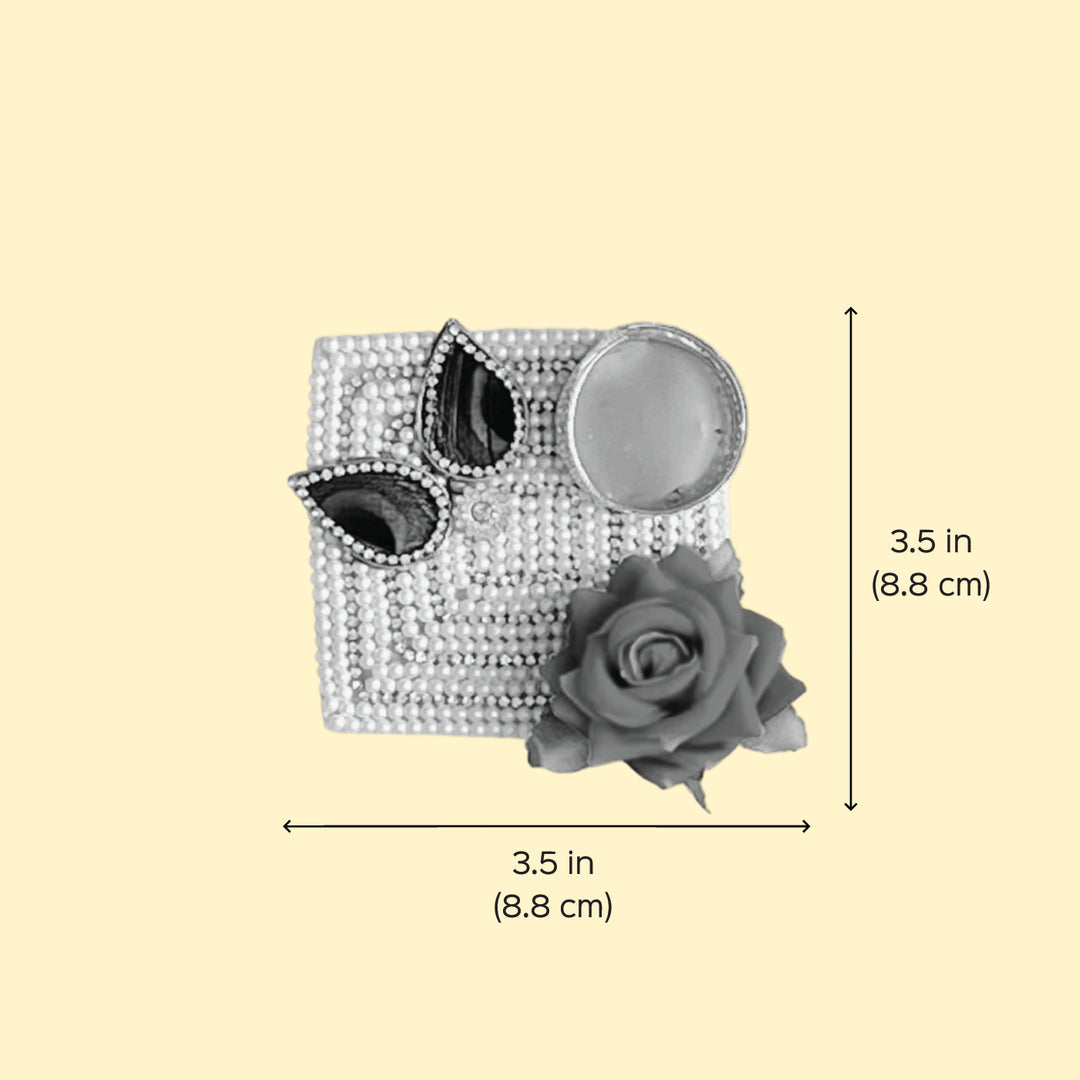 Handmade Beaded Rose Flower Silk Tealight Holder