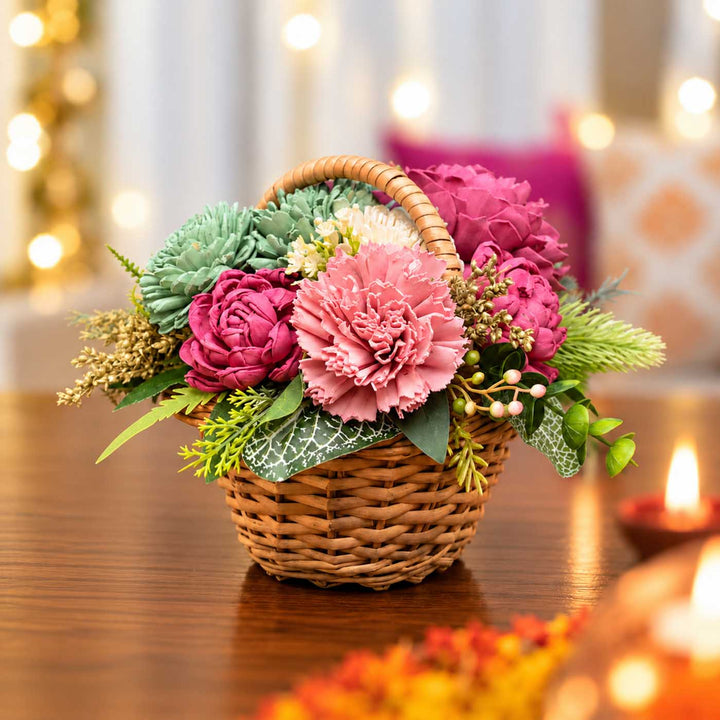 Handmade Basket Bliss Shola Flower Centerpiece