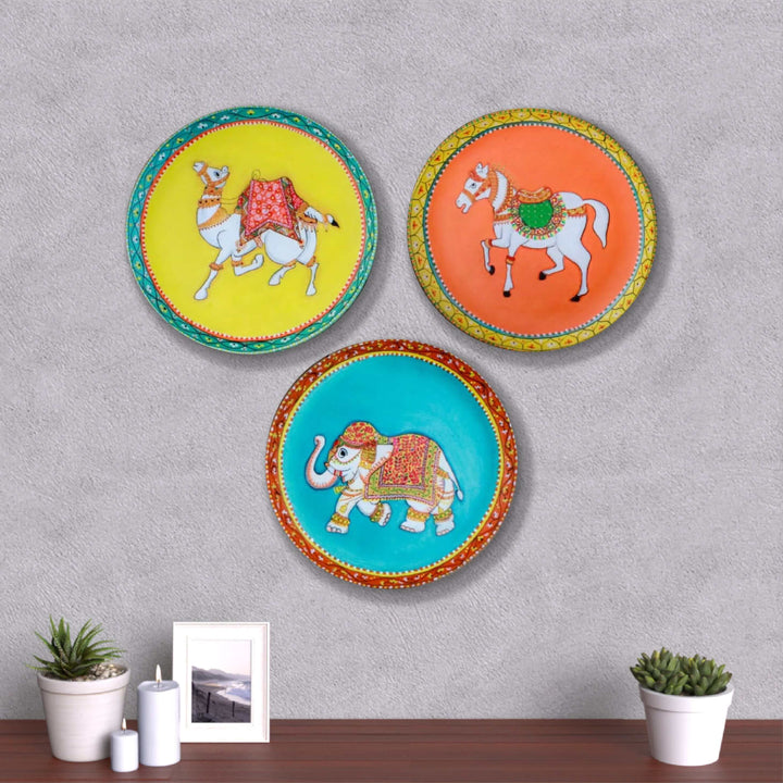 Handpainted Wooden Wall Plate With Rajasthani Artwork