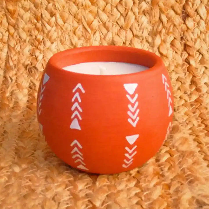 Hand-Painted Arrows Terracotta Soy Wax Candle