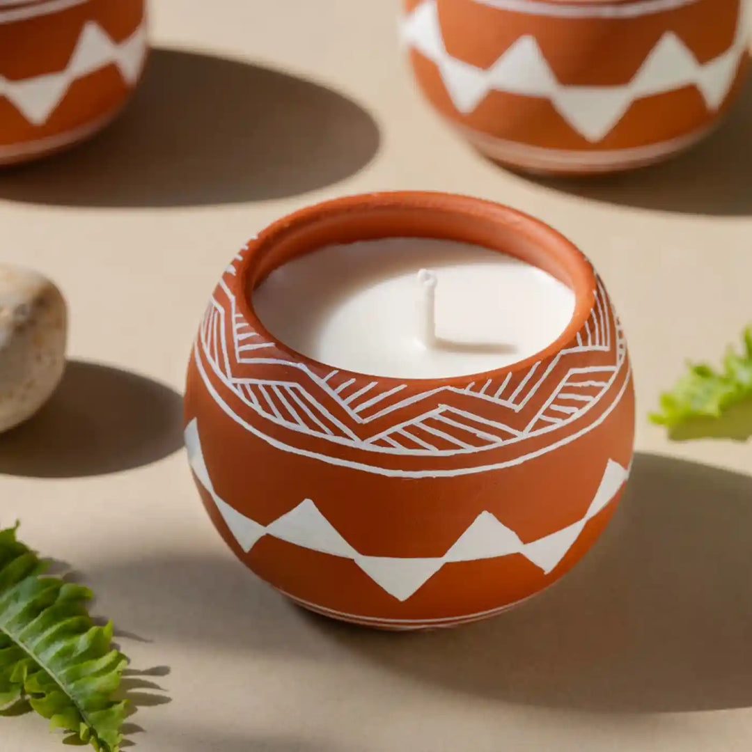 Hand-Painted Mountain Meadow Terracotta Soy Wax Candle