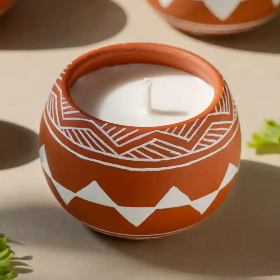 Hand-Painted Mountain Meadow Terracotta Soy Wax Candle
