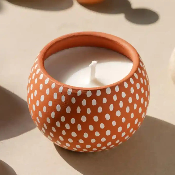 Set of 4 | Hand-Painted Stars Terracotta Soy Wax Candle