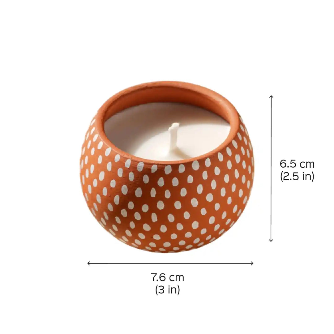Set of 4 | Hand-Painted Stars Terracotta Soy Wax Candle