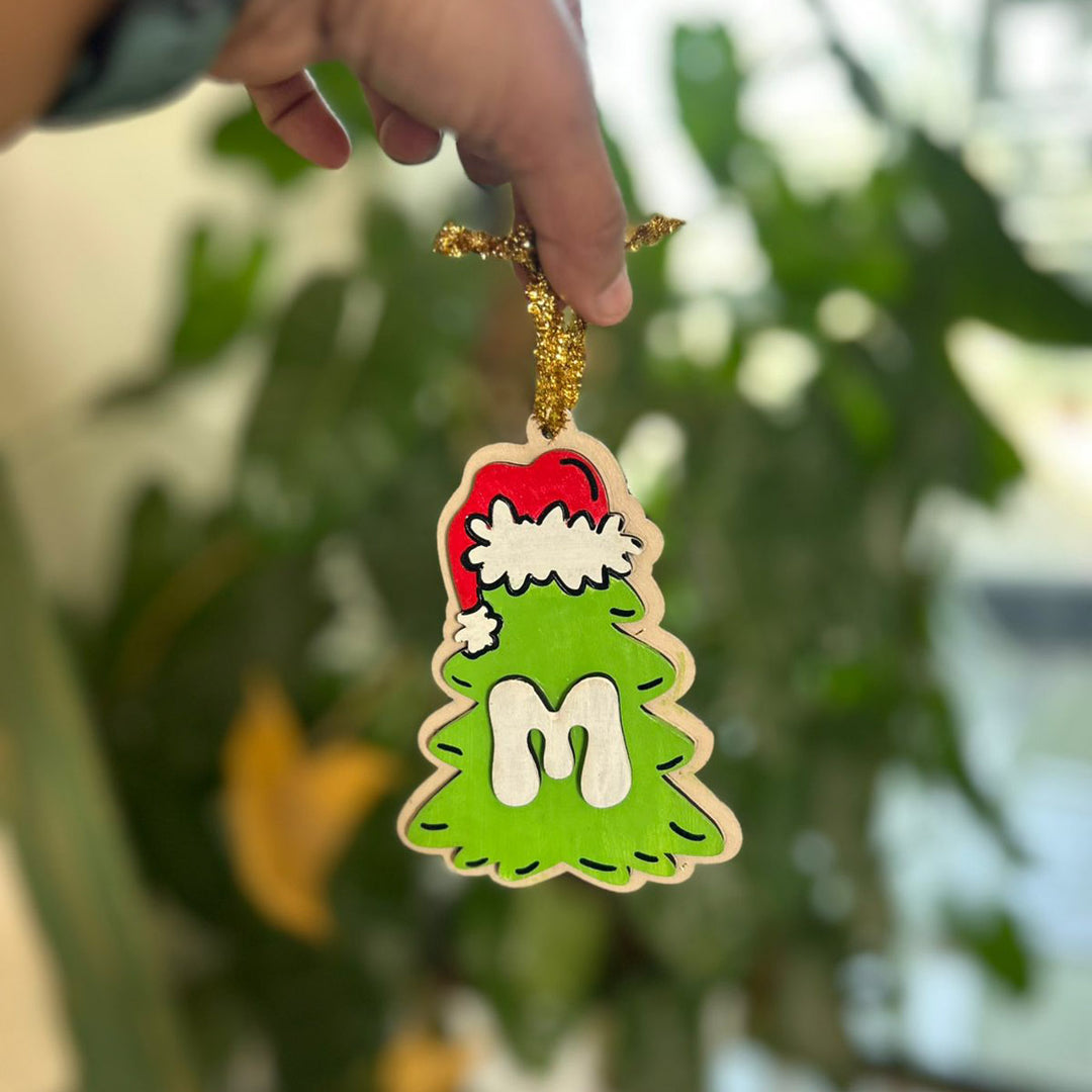 Personalized Hand-Painted Grinch Wooden Ornament For Christmas Decoration