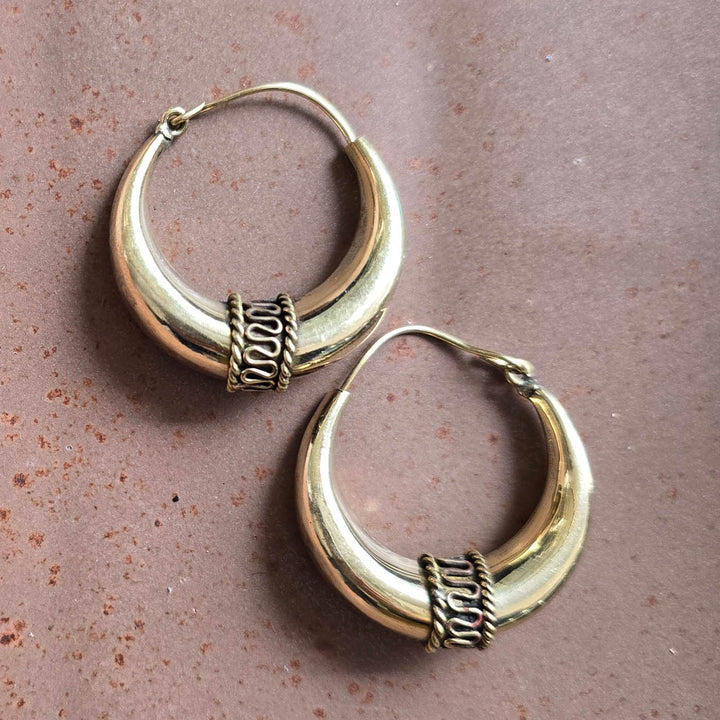 Handmade Hannah Hoops Brass Earrings
