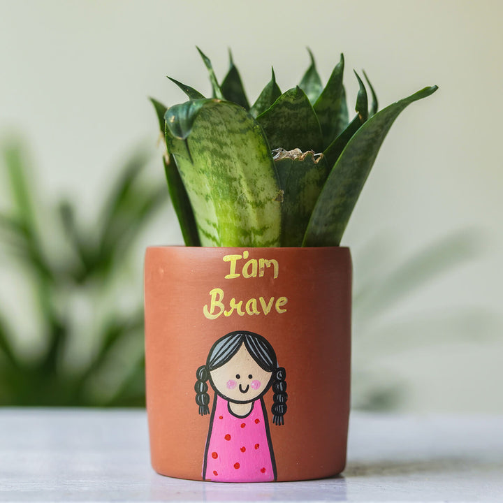 Handpainted Clay Planter With Affirmation