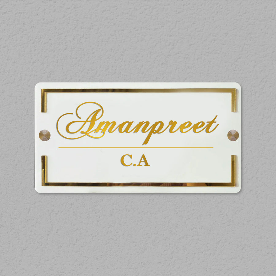 Classic Personalised Acrylic Name Plate For Ca - Front View Mounted on Wall