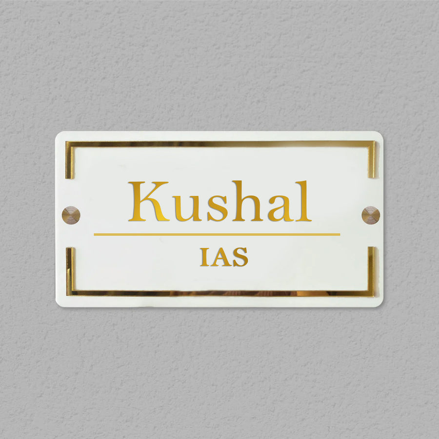 Classic Personalised Acrylic Name Plate For Ias - Front View with Name Personalization