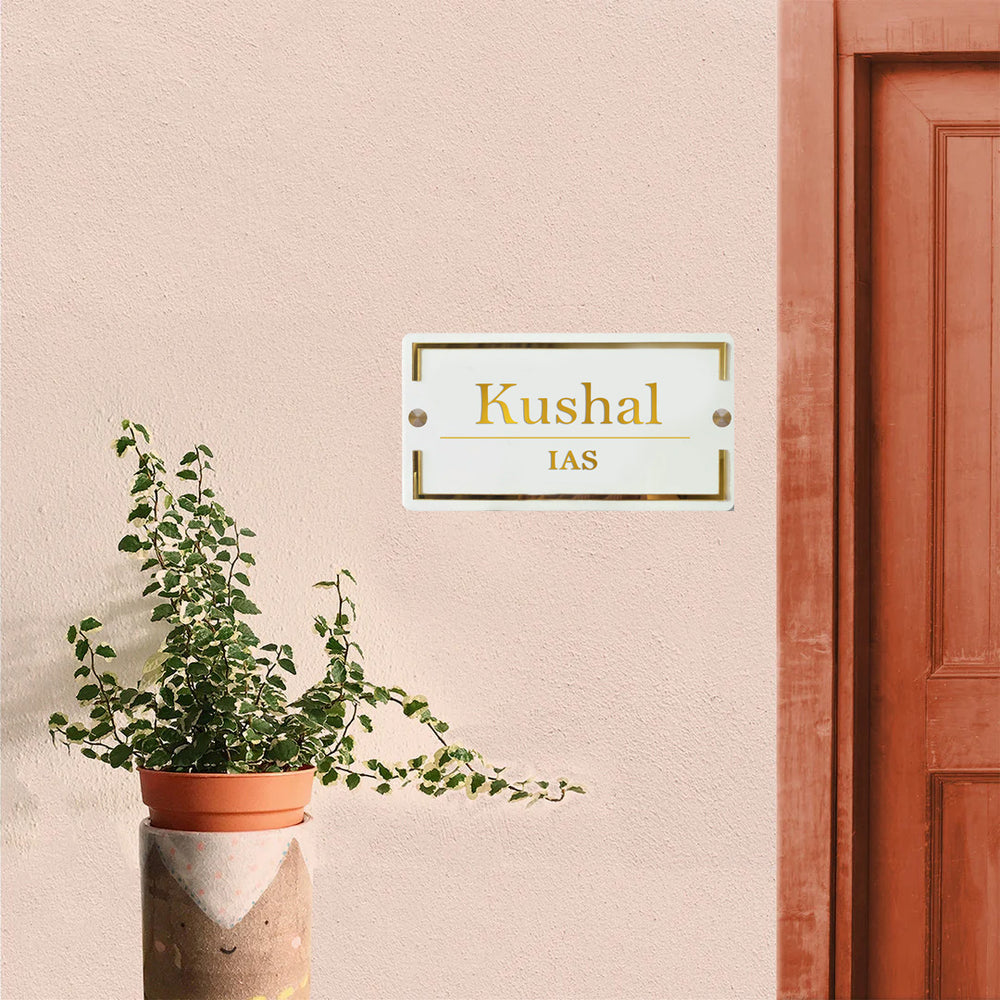 Classic Personalised Acrylic Name Plate For Ias - Mounted on Wall Next to Door
