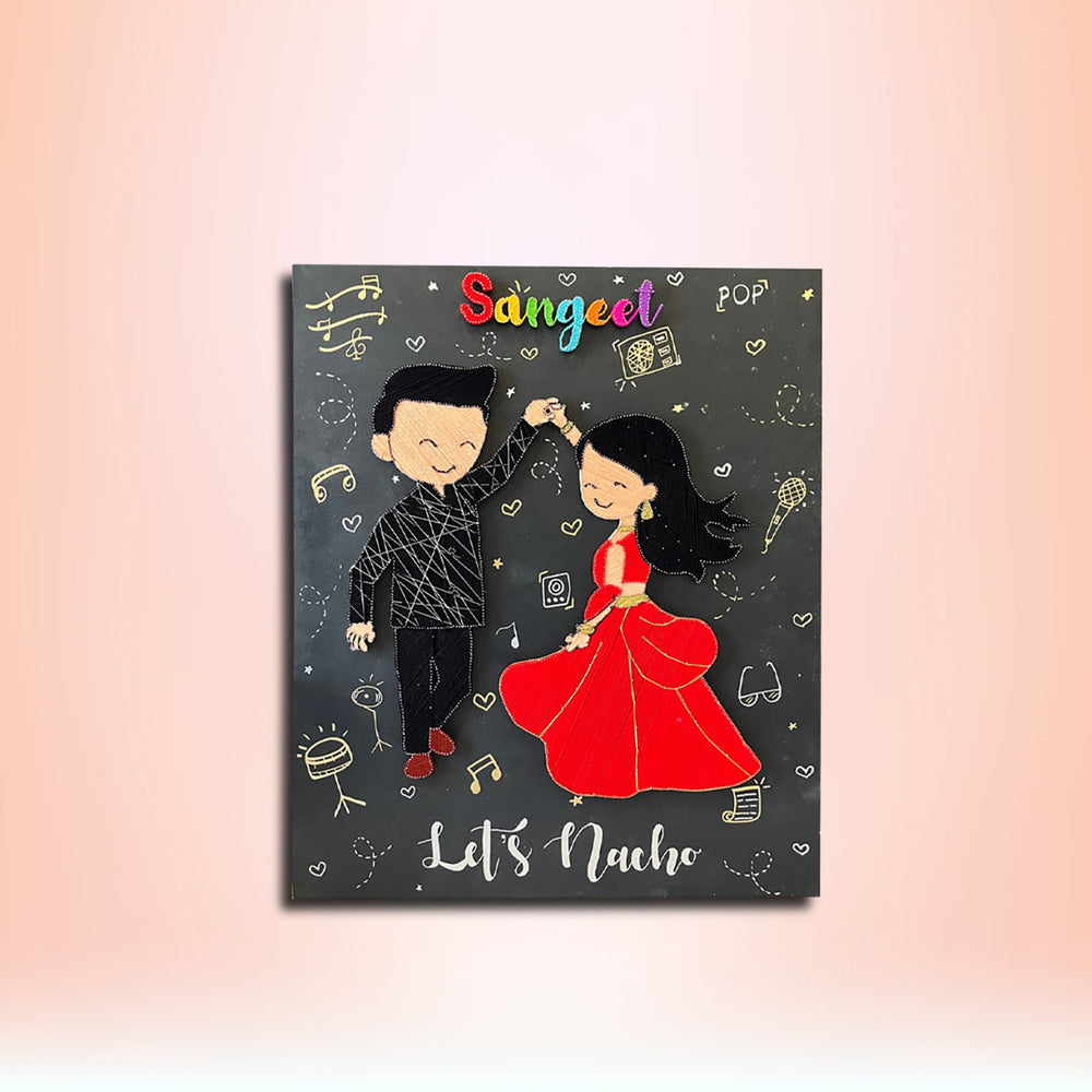 Photo Personalized String Art Harmony In Motion Mdf Wood Name Plate For Couples - Front View with Name Personalization