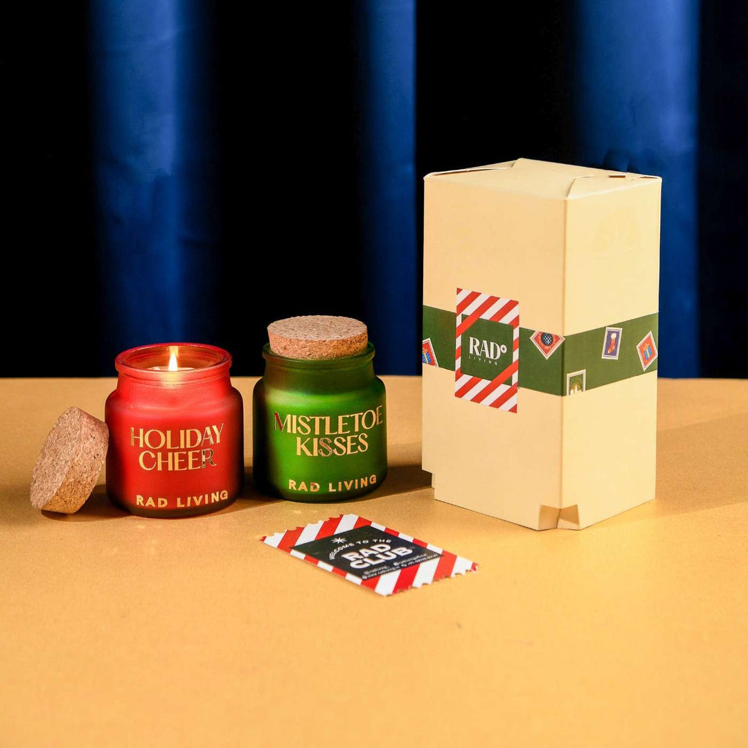 Handmade Holiday Cheer & Mistletoe Kisses Soy Wax Candles | Secret Santa Gift Ideas | Set Of 2