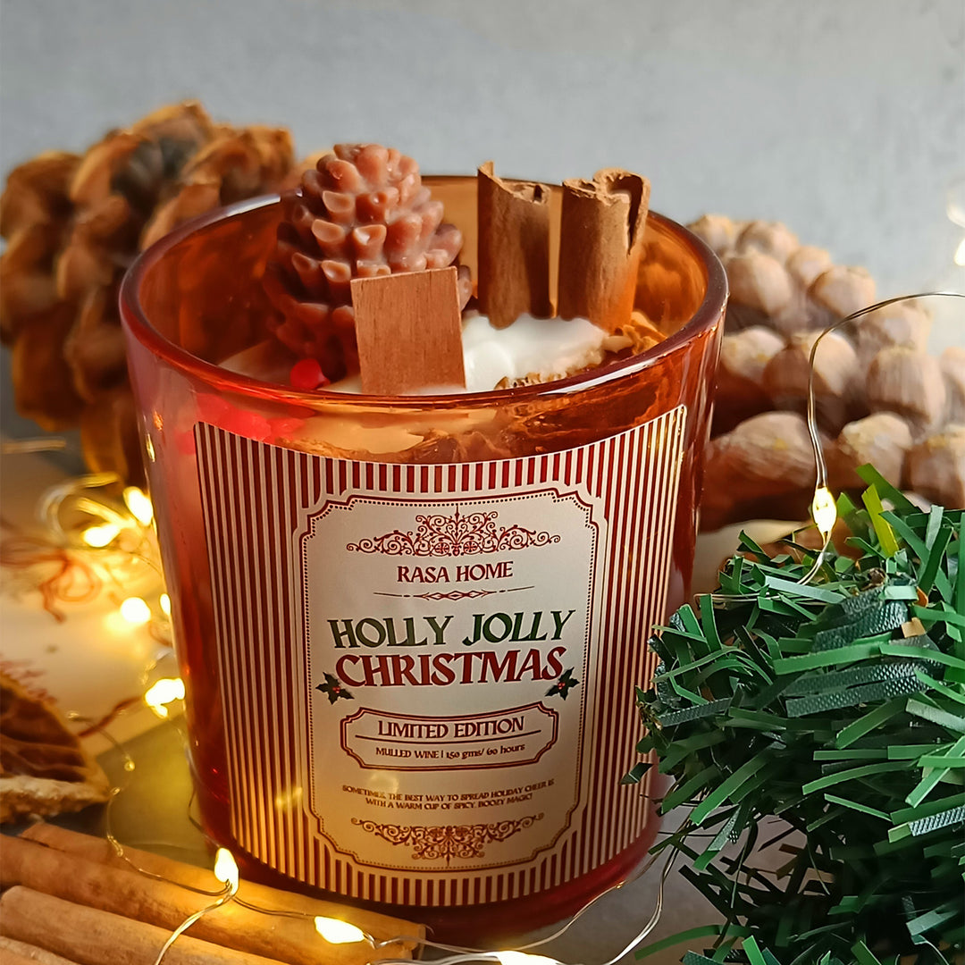 Handmade Holly Jolly Soy Wax Scented Candle Jar