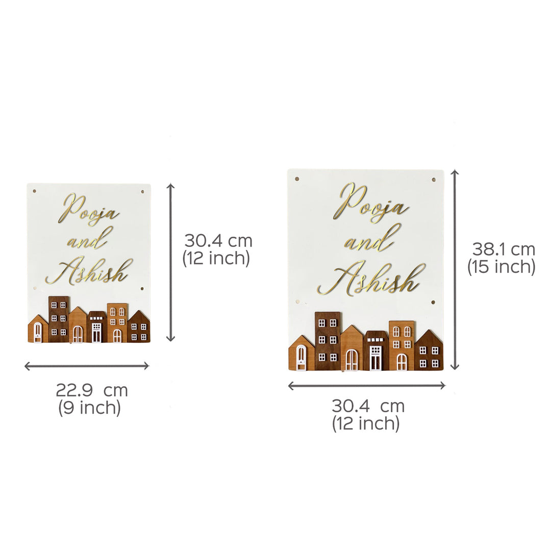 Personalised Acrylic Rectangular House Name Plate - Dimension Chart with Two Sizes