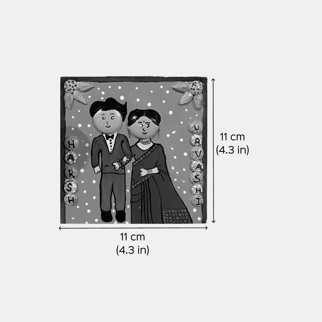 Personalized Pebble Art Wooden Fridge Magnet For Couples