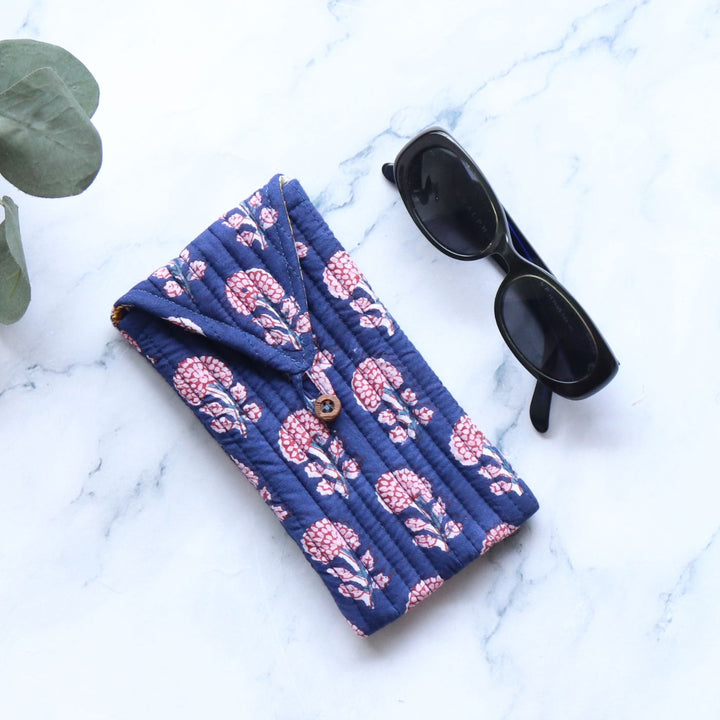 Assorted Handmade Printed Quilted Floral Cotton Sunglass Cover | Set Of 5 | 8 x 4 Inch