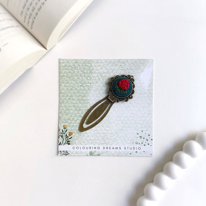 Hand Embroidered Petalmark Bronze Bookmark