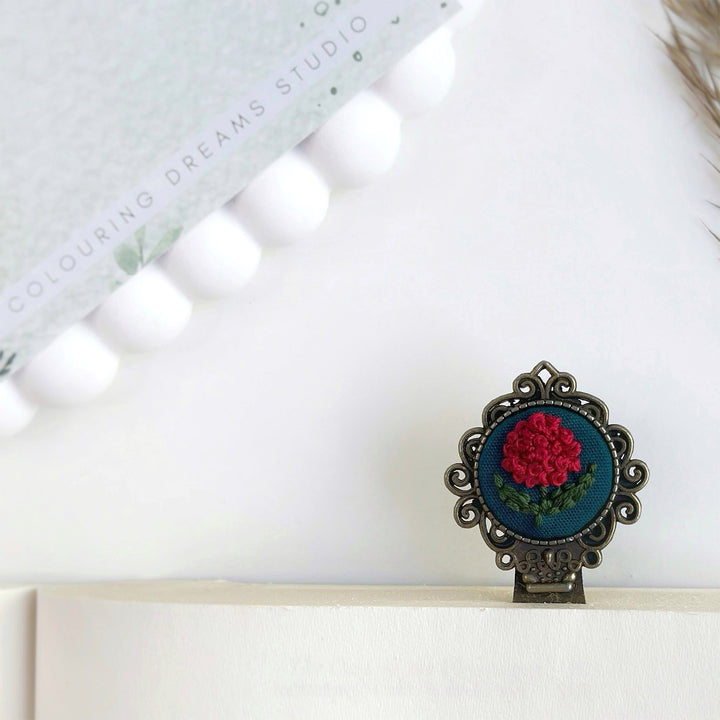 Hand Embroidered Petalmark Bronze Bookmark