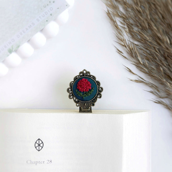 Hand Embroidered Petalmark Bronze Bookmark